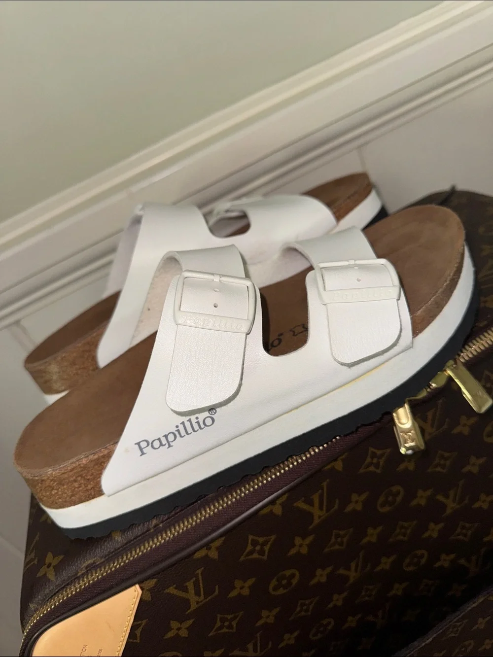 Birkenstock Papillio White Double Buckle Slide Sandals Size 10 40 Shoes